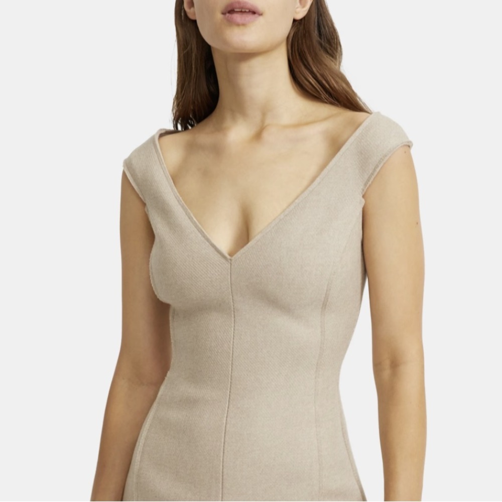 NWT Theory off the Shoulder Dress in Wool Twill original $795 - Picture 2 of 5